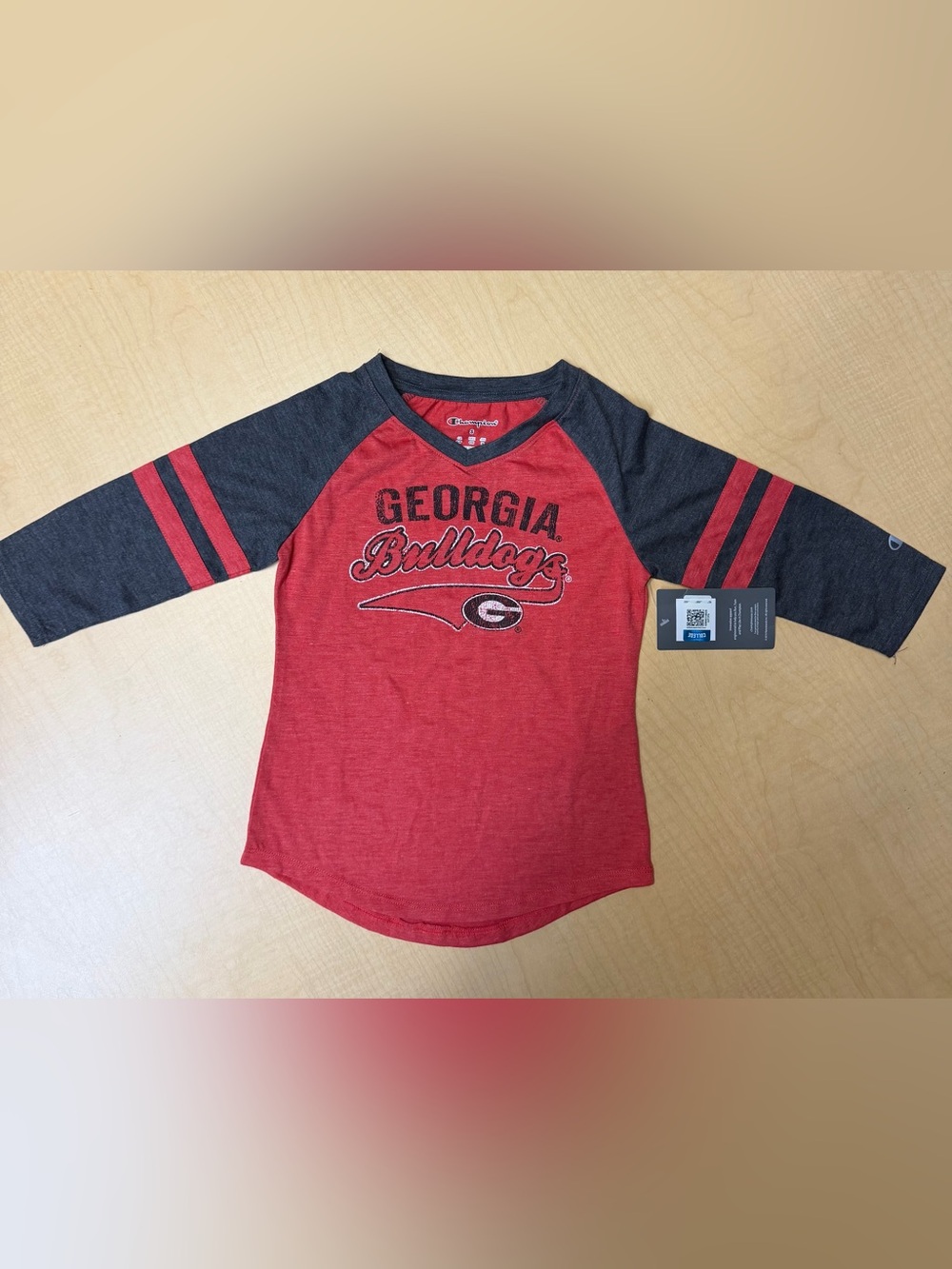 Champion Red & Charcoal Georgia Bulldogs Raglan Tee